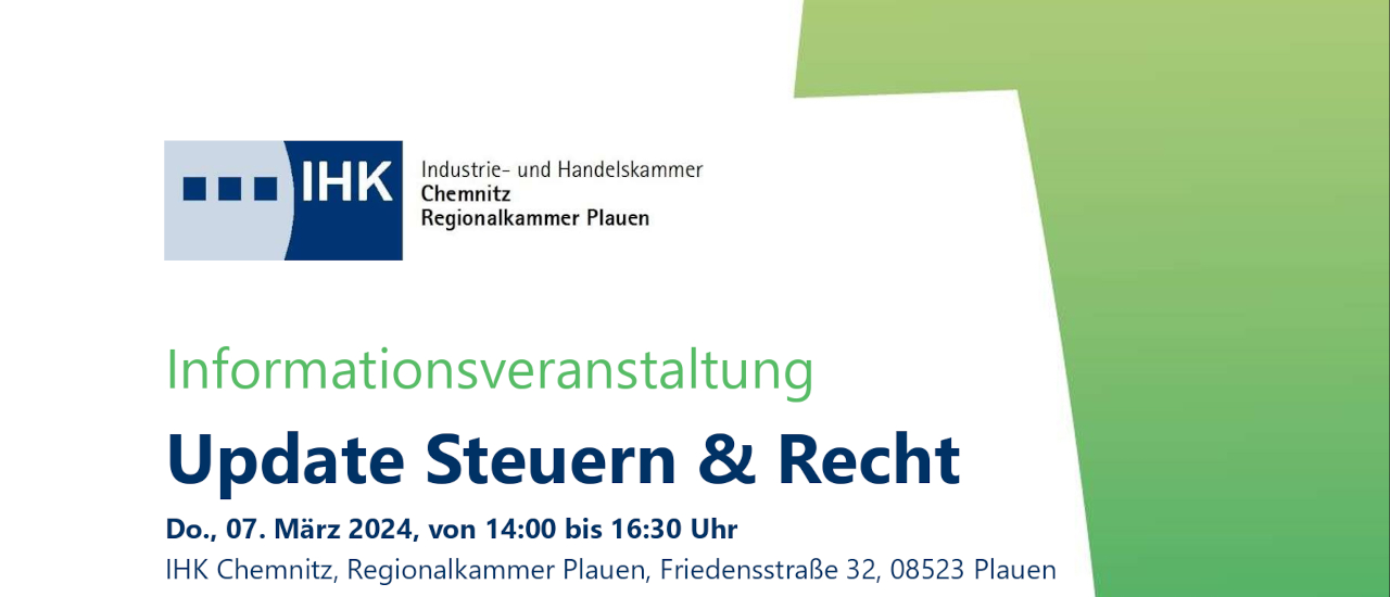 Update „Steuern & Recht 2024“, Informationsveranstaltung der IHK Chemnitz
